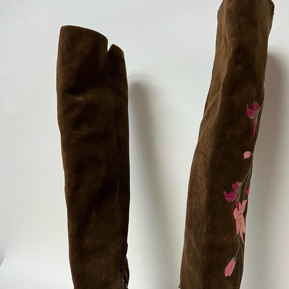 Ash Jess Over The Knee Boots Tall Embroidered Brown Suede Zip Size 37 $498 - Picture 7 of 11